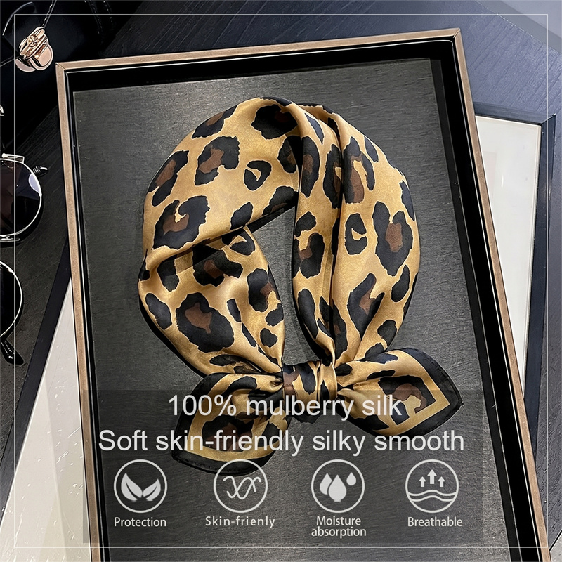 Silk Scarf Square - 100% Silk Square Scarf Leopard Print