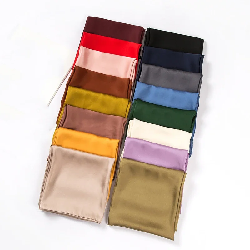 Satin Scarf Women 70cm Solid C - Silk Scarf Square ulasan dan harga