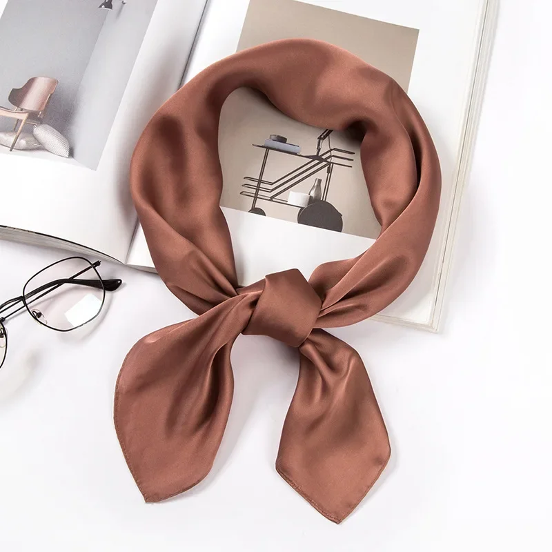 Satin Scarf Women 70cm Solid C - Silk Scarf Square ulasan dan harga