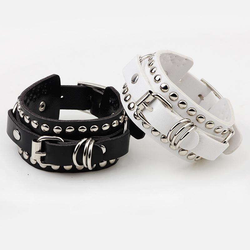 Goth Black Leather Wristband B - Women'S Emo Accessories ulasan dan harga