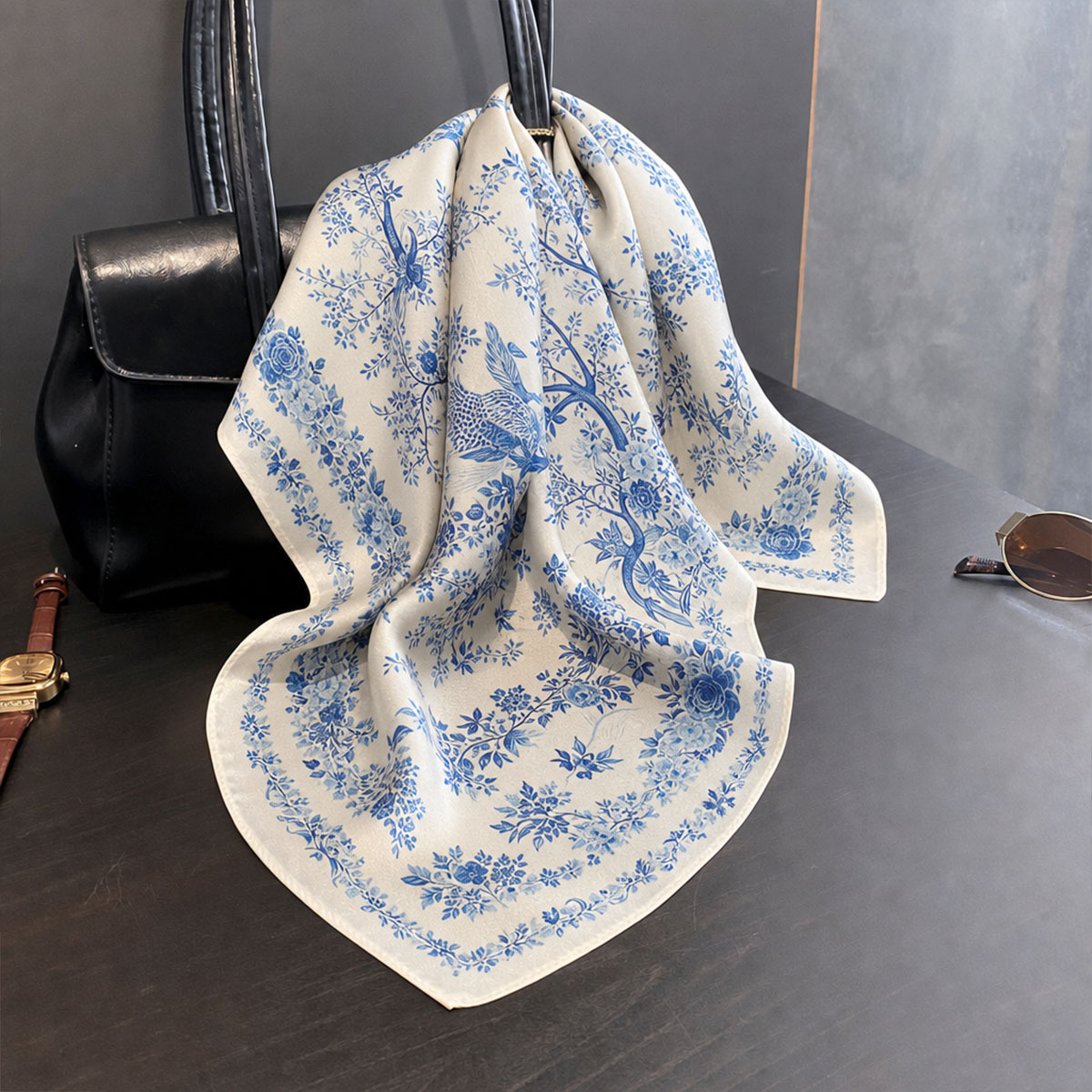 100% Real Silk Scarf Women Squ - Silk Scarf Square ulasan dan harga