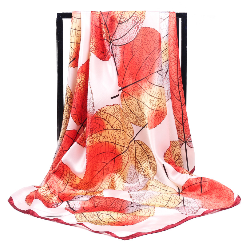Women Silk Scarf Elegant Fower - Silk Scarf Square ulasan dan harga