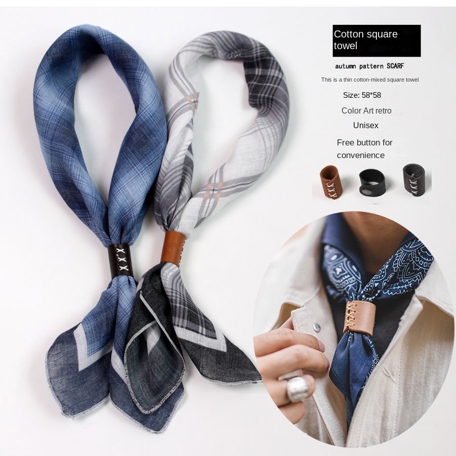 Men's Square Scarf with Button - Silk Scarf Square ulasan dan harga