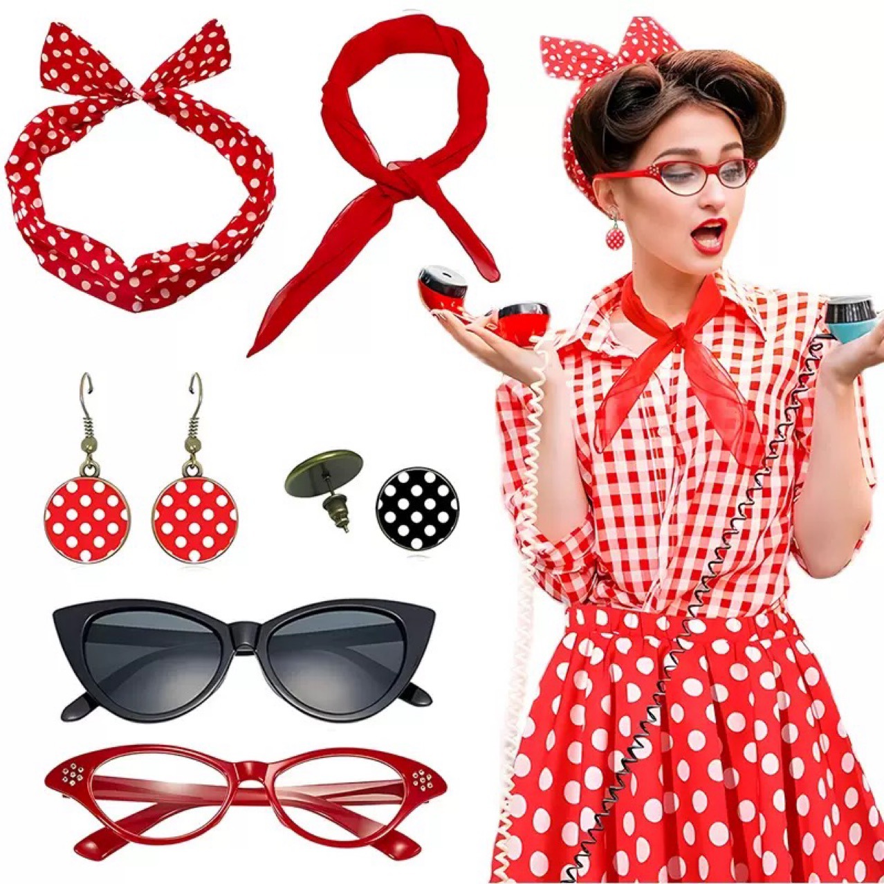 1950s Retro Hippie Party Women - Women'S Accessories In The 1950S ulasan dan harga