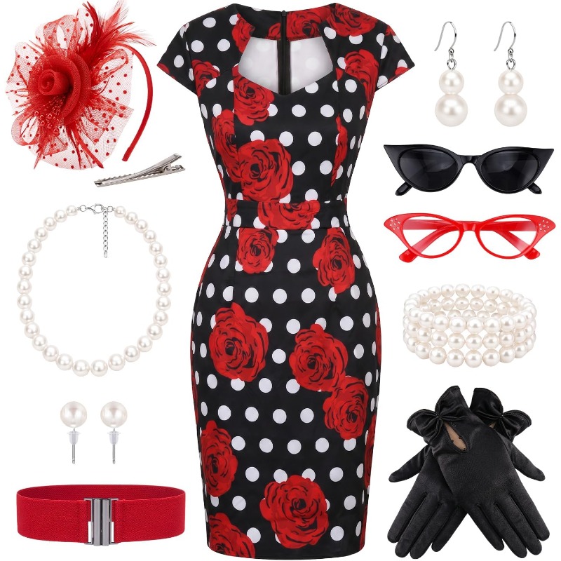 10PCS/SET Ladies Retro 1950s D - Women'S Accessories In The 1950S ulasan dan harga