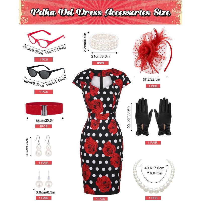 10PCS/SET Ladies Retro 1950s D - Women'S Accessories In The 1950S ulasan dan harga